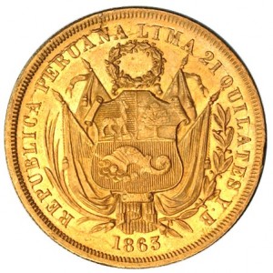 Аверс монеты Перу, 4 эскудо, 1863