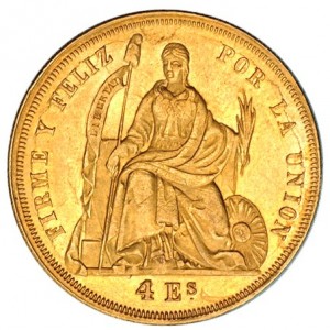 Реверс монеты Перу, 4 эскудо, 1863
