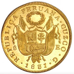 Аверс монеты Перу, 8 эскудо, 1826-1855