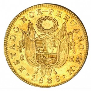 Аверс монеты Перу, 8 эскудо, 1836-1838