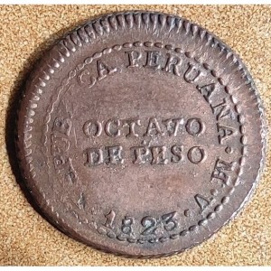 Аверс монеты Перу, ⅛ песо, 1823