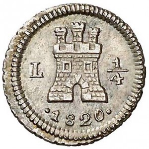 Реверс монеты Перу, ¼ реала, 1810-1823