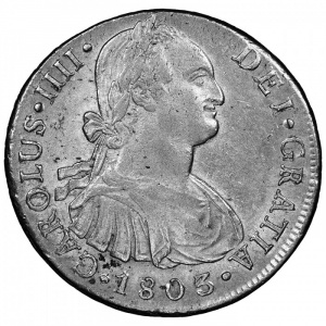 Аверс монеты Перу, 8 реалов, 1791-1808