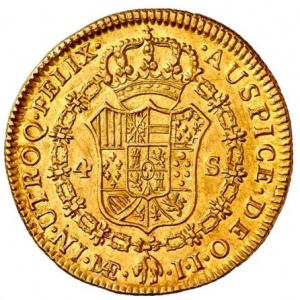 Реверс монеты Перу, 4 эскудо, 1789-1791