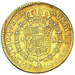 Реверс монеты Перу, 4 эскудо, 1791-1808