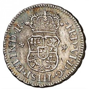 Аверс монеты Перу, ½ реала, 1751-1760