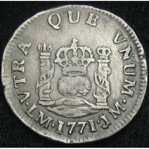 Реверс монеты Перу, ½ реала, 1760-1772