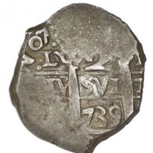 Реверс монеты Перу, 2 реала, 1729-1747