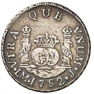 Реверс монеты Перу, 2 реала, 1752-1760