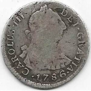 Аверс монеты Перу, 2 реала, 1785-1789