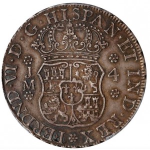 Аверс монеты Перу, 4 реала, 1752-1760