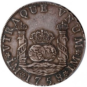 Реверс монеты Перу, 4 реала, 1752-1760