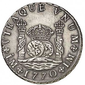 Реверс монеты Перу, 8 реалов, 1769-1772