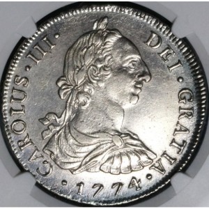 Аверс монеты Перу, 8 реалов, 1772-1784