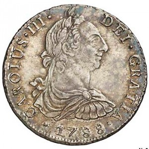 Аверс монеты Перу, 8 реалов, 1785-1789
