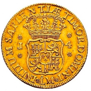 Реверс монеты Перу, 4 эскудо, 1751-1753