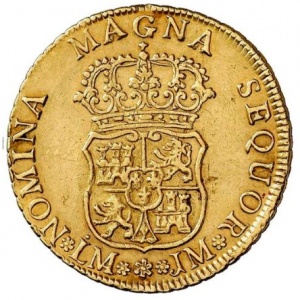 Реверс монеты Перу, 4 эскудо, 1754-1759
