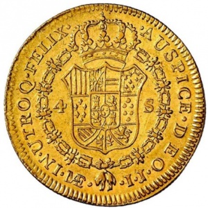 Реверс монеты Перу, 4 эскудо, 1785-1789