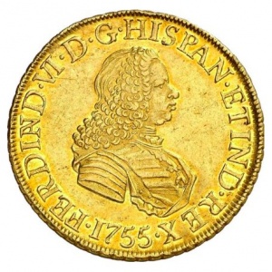 Аверс монеты Перу, 8 эскудо, 1754-1756