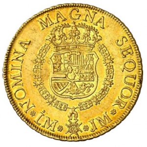 Реверс монеты Перу, 8 эскудо, 1754-1756