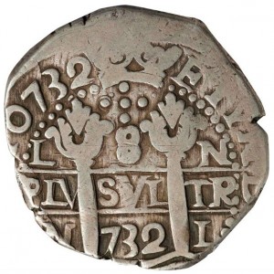 Реверс монеты Перу, 8 реалов, 1726-1746