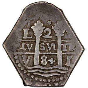 Реверс монеты Перу, 2 реала, 1684-1701