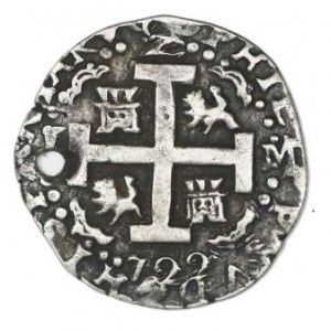 Реверс монеты Перу, 2 реала, 1701-1728