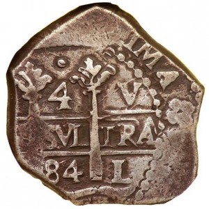 Аверс монеты Перу, 4 реала, 1684-1700