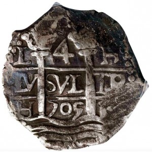 Аверс монеты Перу, 4 реала, 1701-1728