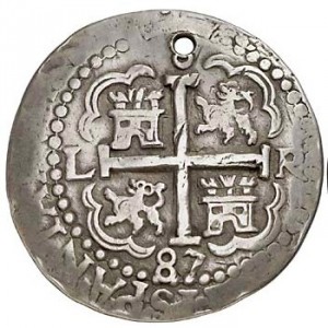 Аверс монеты Перу, 8 реалов, 1684-1701