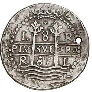 Реверс монеты Перу, 8 реалов, 1684-1701