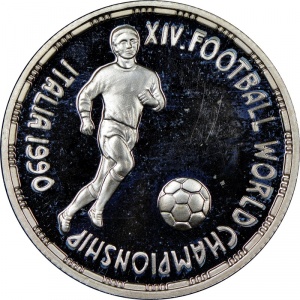 Реверс монеты Египет, 5 фунтов, 1990, Чемпионат мира по футболу 1990. Футболист
