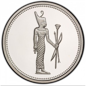 Реверс монеты Египет, 5 фунтов, 1994, Стоящая Богиня Нейт