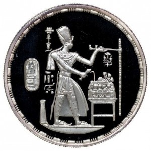 Реверс монеты Египет, 5 фунтов, 1994, Царь Рамзес III в качестве верховного жреца