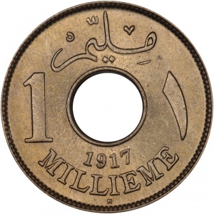 Реверс монеты Египет, 1 миллим, 1917