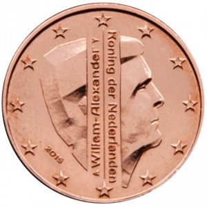 Аверс монеты Нидерланды, 1 евроцент, 2014-2026