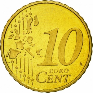 Реверс монеты Нидерланды, 10 евроцентов, 1999-2006