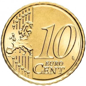 Реверс монеты Нидерланды, 10 евроцентов, 2007-2013
