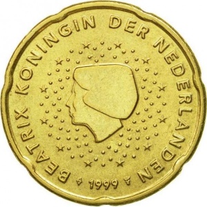 Аверс монеты Нидерланды, 20 евроцентов, 1999-2006