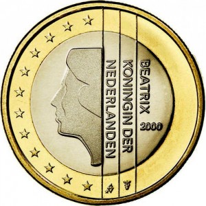 Аверс монеты Нидерланды, 1 евро, 1999-2006