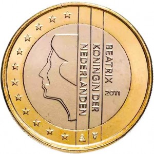 Аверс монеты Нидерланды, 1 евро, 2007-2013
