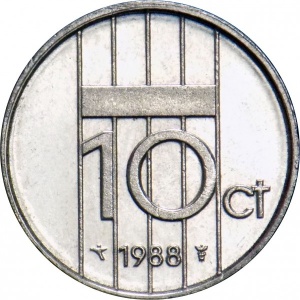 Реверс монеты Нидерланды, 10 центов, 1982-2001