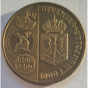 Реверс монеты Нидерланды, 1 ЭКЮ, 1990, 1000 лет монетному двору в Девентере