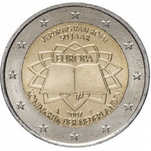 Аверс монеты Нидерланды, 2 евро, 2007, 50 лет подписания Римского договора