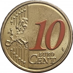 Реверс монеты Нидерланды, 10 евроцентов, 2012, Чемпионат Европы по футболу 2012, Цветное покрытие