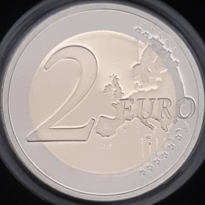 Реверс монеты Нидерланды, 2 евро, 2018, 50 лет со дня рождения короля Виллема Александра /желтые звезды/