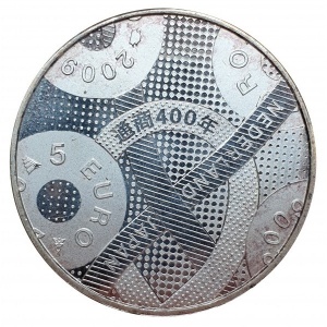 Реверс монеты Нидерланды, 5 евро, 2009, 400 лет дружбе с Японией