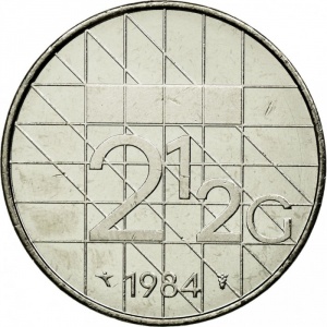 Реверс монеты Нидерланды, 2½ гульдена, 1982-2001
