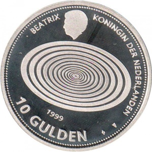 Аверс монеты Нидерланды, 10 гульденов, 1999, Миллениум