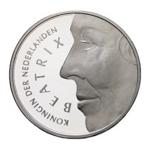 Аверс монеты Нидерланды, 50 гульденов, 1991, 25 лет свадьбе Королевы Беатрикс и Принца Клауса